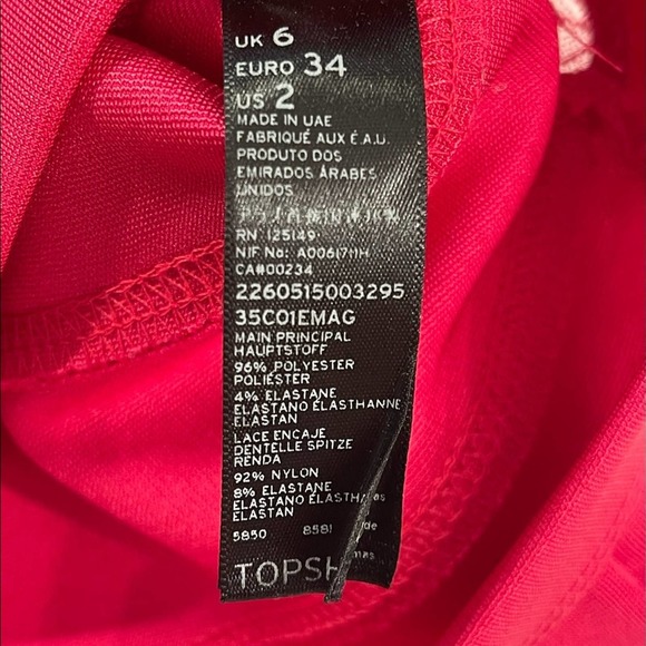 NWT TOPSHOP Magenta Size 2 Bodycon Lace Detail Round Neck Formal Dress #W172 - Picture 6 of 13
